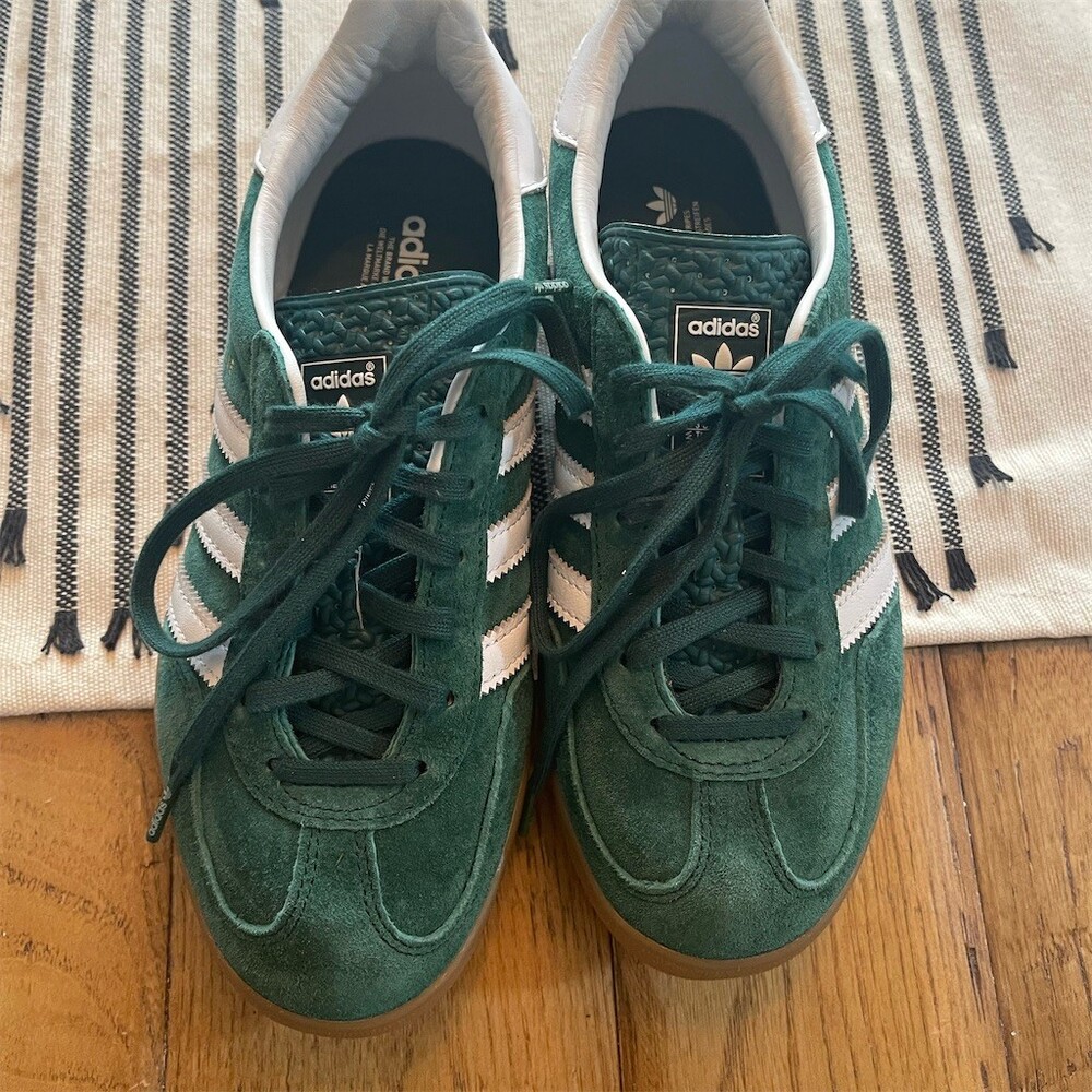 adidas Men’s Green and White Suede Sneakers